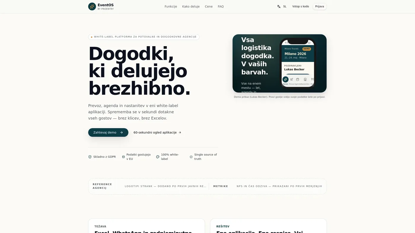 EventOS — predogled aplikacije