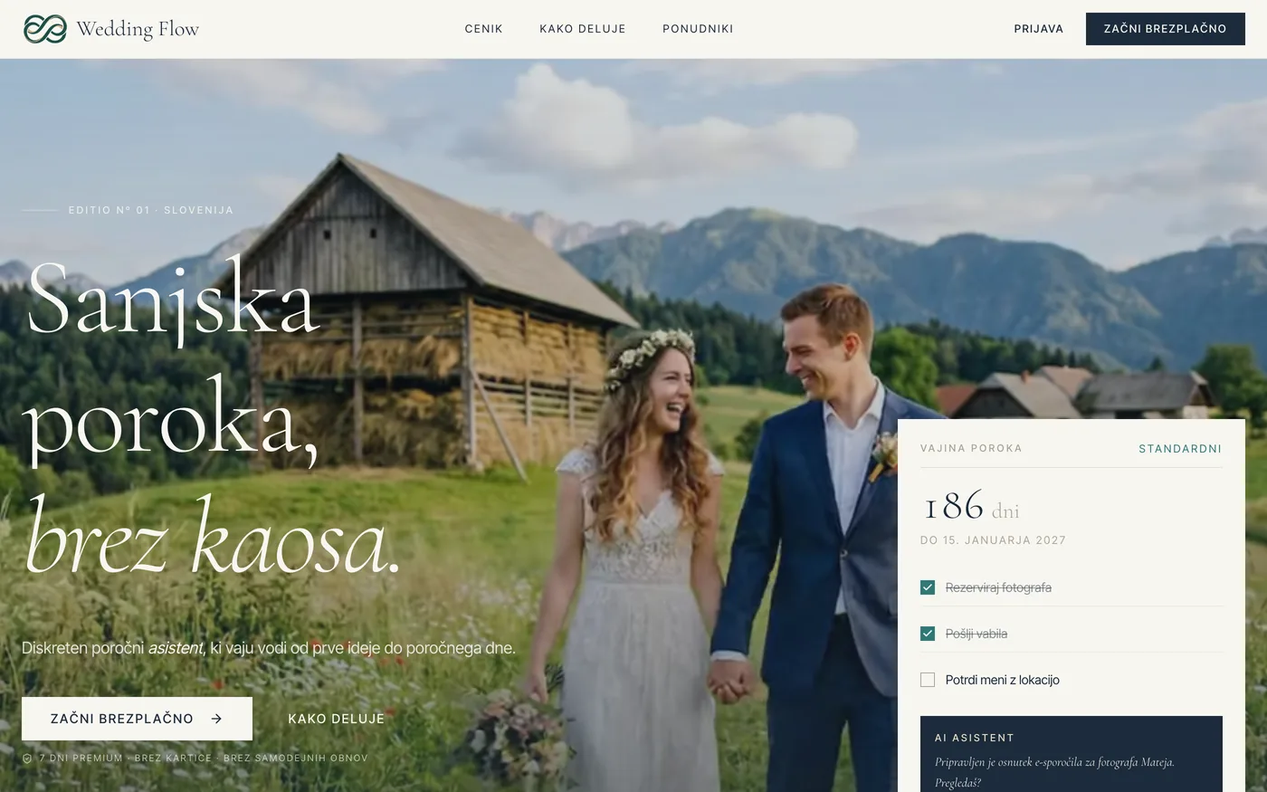 Wedding Flow — predogled aplikacije